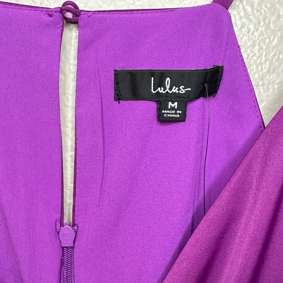 NWT Lulu’s What a Stunner Purple Satin Asymmetrical Mini Dress - Picture 6 of 10